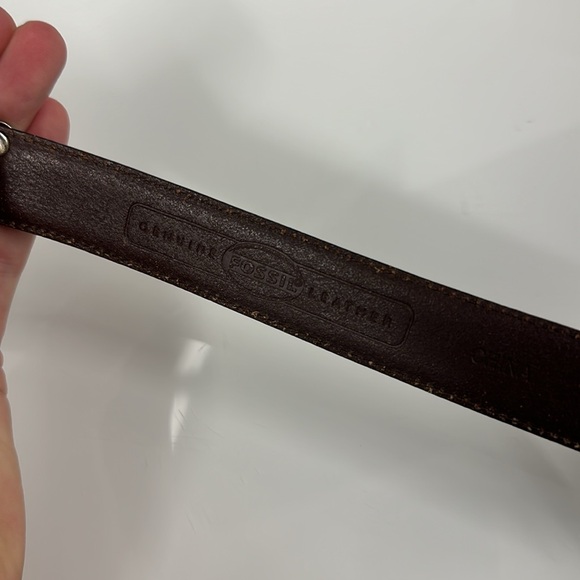 Fossil brown leather silver heart belt L - Picture 3 of 3